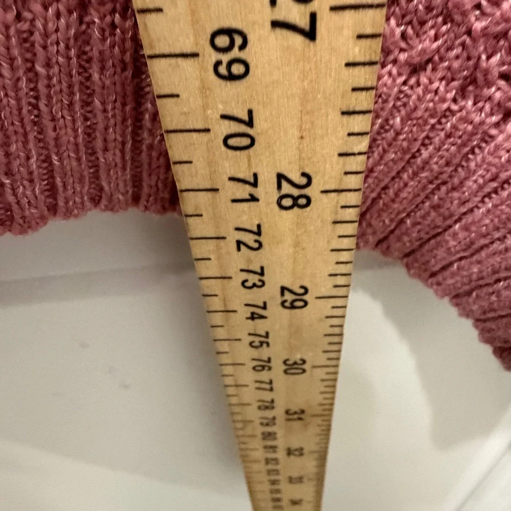 Knox Rose Women Sweater V-Neck Textured Pointelle Knit Rose‎ Pink XXL